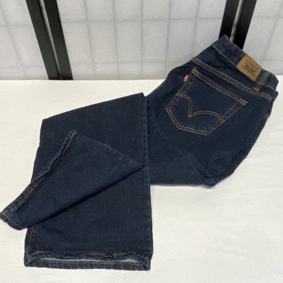 High Rise Bootcut Stretch Denim Jeans Dark Blue Wash Like New Levi’s 515 - Picture 12 of 15